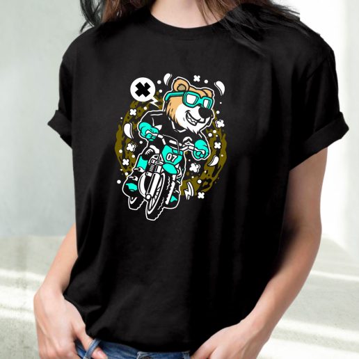 Classic T Shirt Bear Motocross Rider Fashion Trends