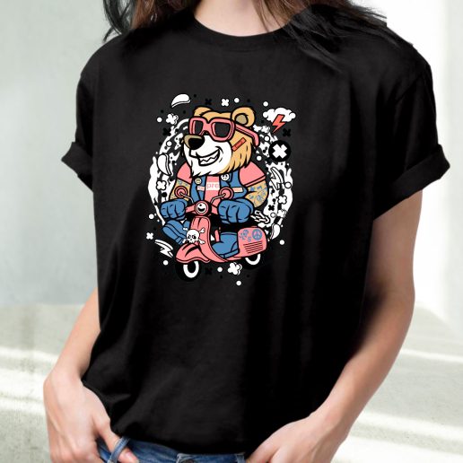 Classic T Shirt Bear Scooterist Fashion Trends