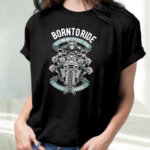 Classic T Shirt Born To Ride Skull Biker Fashion Trends