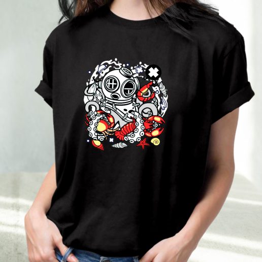 Classic T Shirt Diver Octopus Fashion Trends