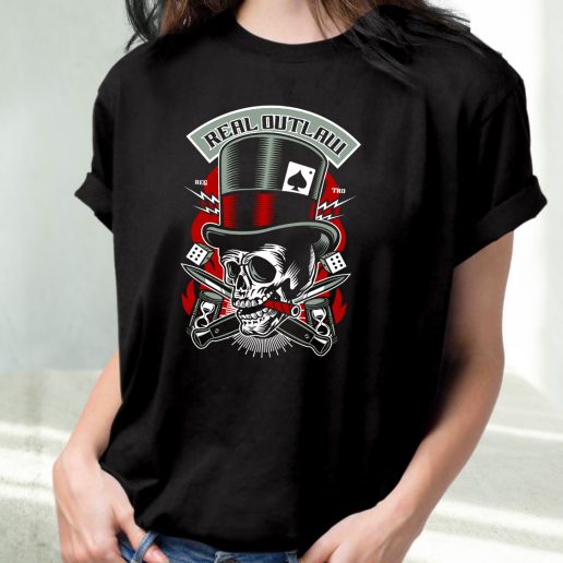 Classic T Shirt Real Outlaw Skull Fashion Trends