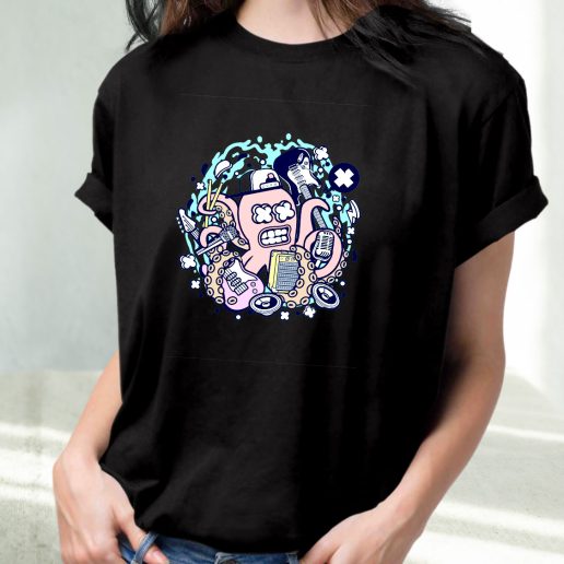 Classic T Shirt Rock Octopus Fashion Trends