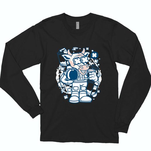 Cow Astronaut Funny Long Sleeve T shirt