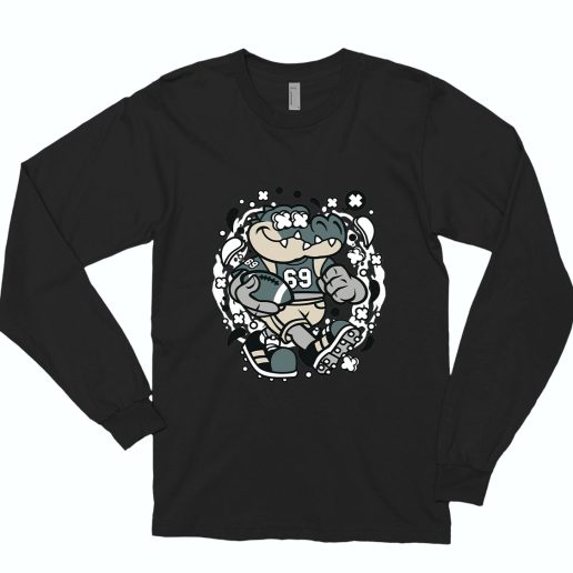 Crocodile Football Funny Long Sleeve T shirt