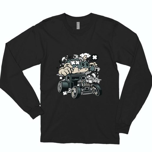 Crocodile Hotrod Funny Long Sleeve T shirt