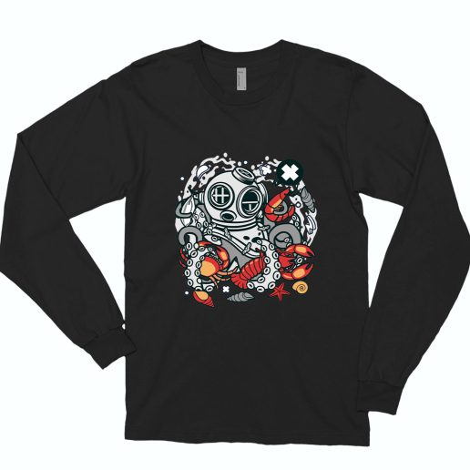 Diver Octopus Funny Long Sleeve T shirt