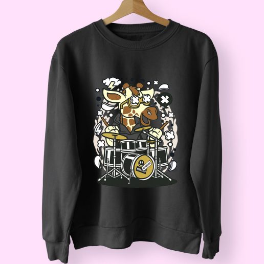 Girrafe Drummer Funny Graphic Sweatshirt