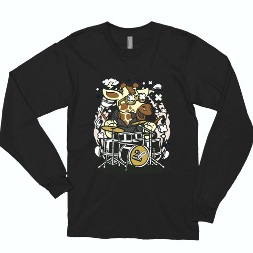 Girrafe Drummer Funny Long Sleeve T shirt