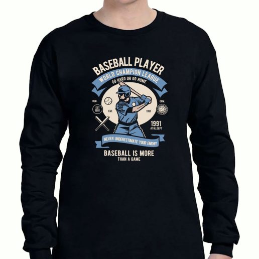 Graphic Long Sleeve T Shirt Baseball Player