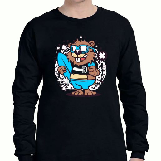 Graphic Long Sleeve T Shirt Beaver Surfing