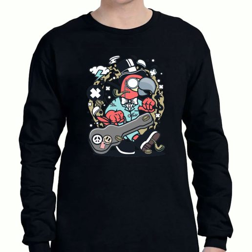 Graphic Long Sleeve T Shirt Bird Guitar