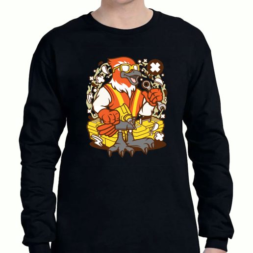 Graphic Long Sleeve T Shirt Bird Mechanic Worker