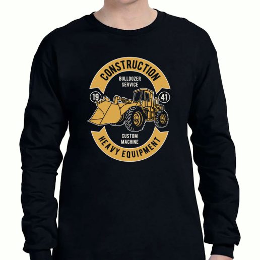 Graphic Long Sleeve T Shirt Bulldozer Service