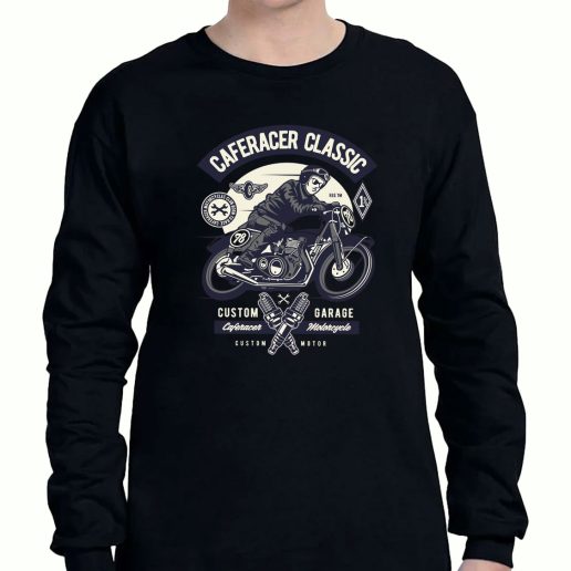 Graphic Long Sleeve T Shirt Caferacer Rider Classic