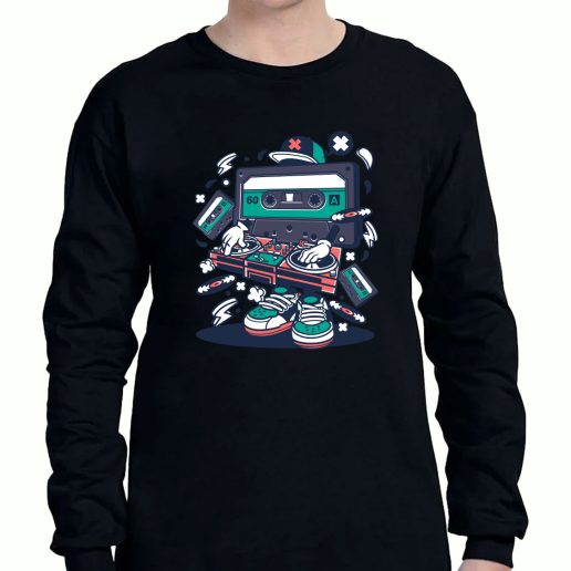 Graphic Long Sleeve T Shirt Cassette Disk Jockey