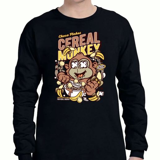 Graphic Long Sleeve T Shirt Cereal Monkey