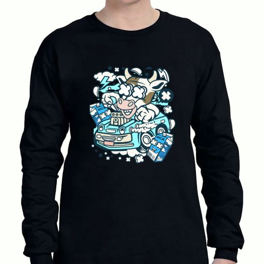 Graphic Long Sleeve T Shirt Cow Hotrod