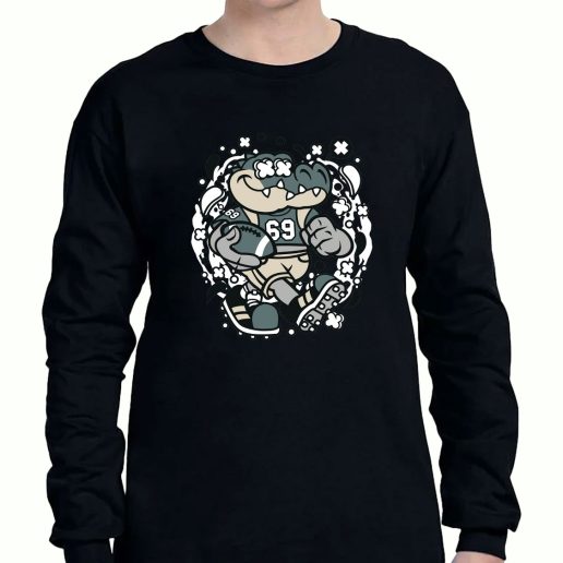 Graphic Long Sleeve T Shirt Crocodile Football