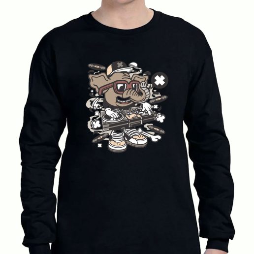 Graphic Long Sleeve T Shirt Dj Elephant