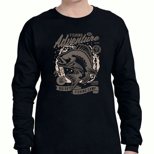 Graphic Long Sleeve T Shirt Fishing Adventure