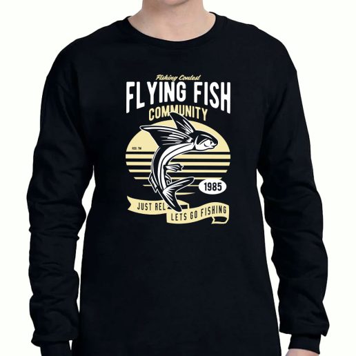 Graphic Long Sleeve T Shirt Flying Fish