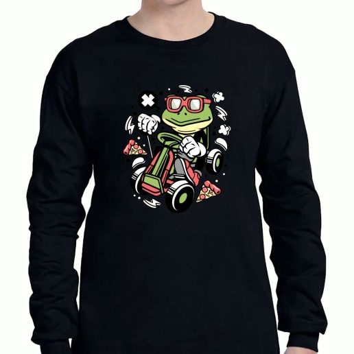 Graphic Long Sleeve T Shirt Frog Gokart Racer