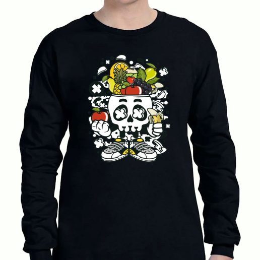 Graphic Long Sleeve T Shirt Fruit Skull Head