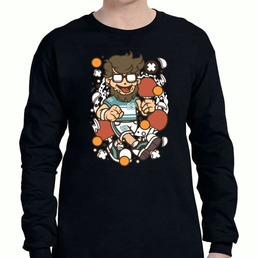 Graphic Long Sleeve T Shirt Hipster Ping Pong