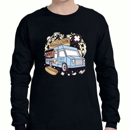 Graphic Long Sleeve T Shirt Hotdog Van