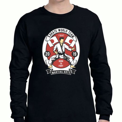 Graphic Long Sleeve T Shirt Karate World Team