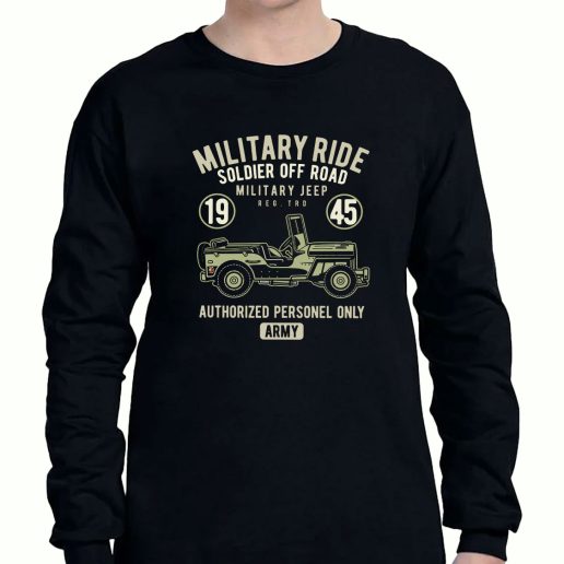 Graphic Long Sleeve T Shirt Military Ride