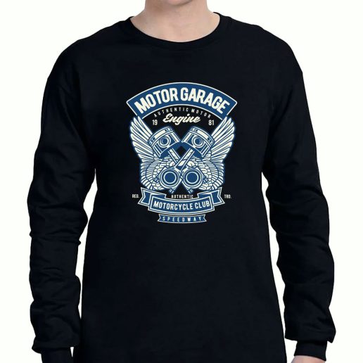 Graphic Long Sleeve T Shirt Motor Garage