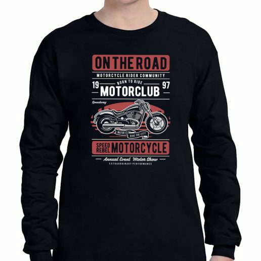 Graphic Long Sleeve T Shirt Motorcycle On The Road