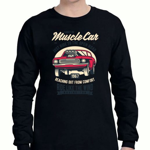 Graphic Long Sleeve T Shirt Muscle Car