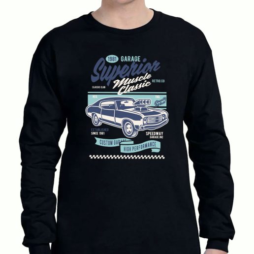 Graphic Long Sleeve T Shirt Muscle Car Classic