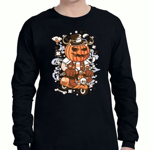 Graphic Long Sleeve T Shirt Pumpkin Scooter