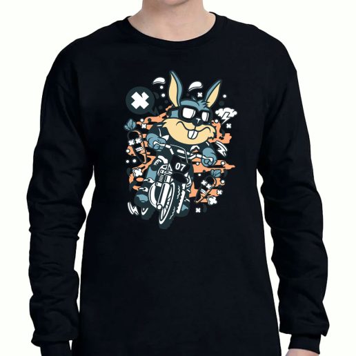 Graphic Long Sleeve T Shirt Rabbit Motocross Rider