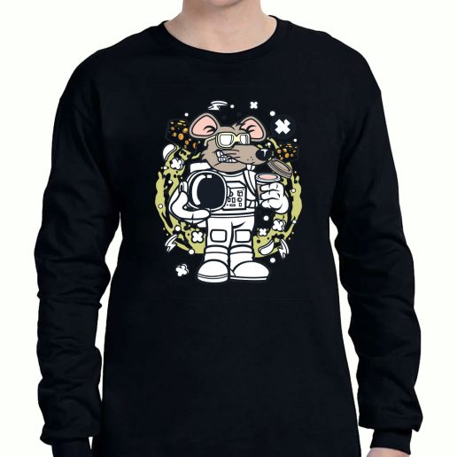 Graphic Long Sleeve T Shirt Rat Astronaut