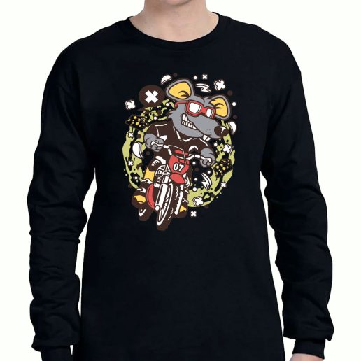 Graphic Long Sleeve T Shirt Rat Motocross Rider