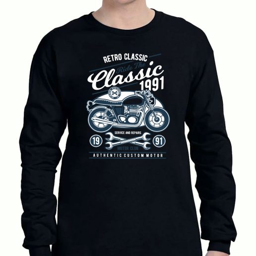 Graphic Long Sleeve T Shirt Retro Classic Motorcycle