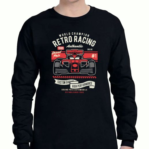 Graphic Long Sleeve T Shirt Retro Racing