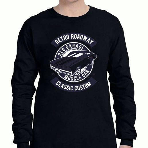 Graphic Long Sleeve T Shirt Retro Roadway