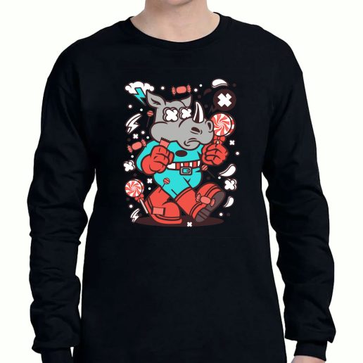 Graphic Long Sleeve T Shirt Rhino Super Candy