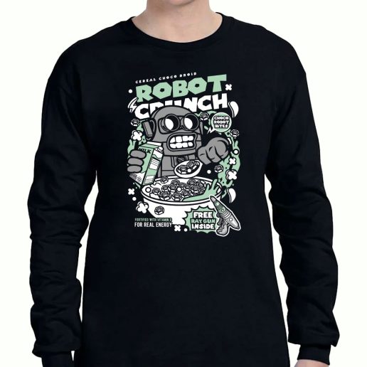 Graphic Long Sleeve T Shirt Robot Crunch