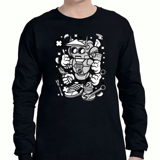 Graphic Long Sleeve T Shirt Robot Tools