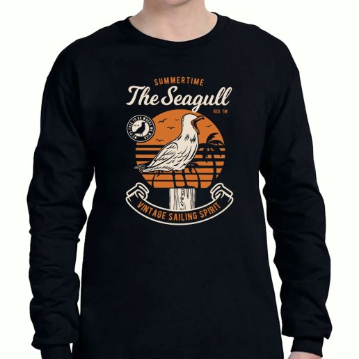 Graphic Long Sleeve T Shirt Seagul Bird