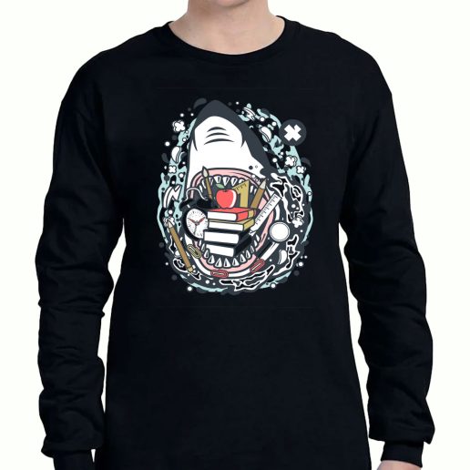 Graphic Long Sleeve T Shirt Shark School