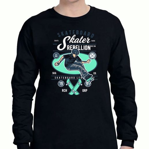 Graphic Long Sleeve T Shirt Skateboard Rebellion