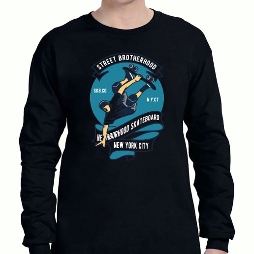 Graphic Long Sleeve T Shirt Skateboard Street Brotherhood