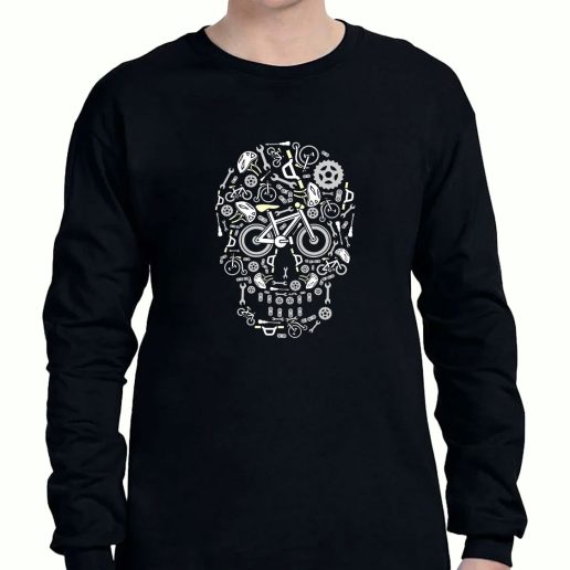 Graphic Long Sleeve T Shirt Skull Bike